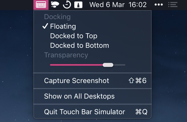 Touch bar simulator
